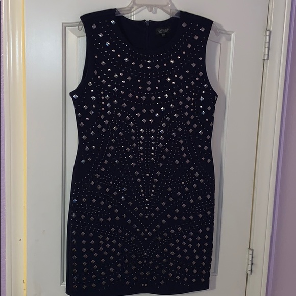 Navy Topshop dress with silver geometric pattern - Picture 2 of 7